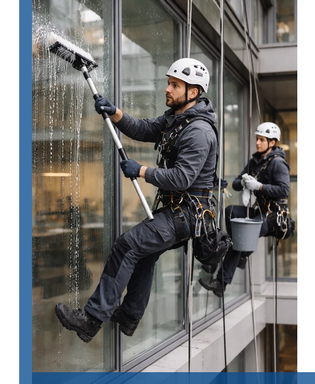 Профессиональная мойка витражей промышленными альпинистами в Тихвине