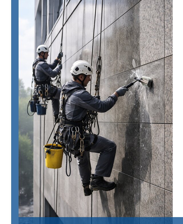 Профессиональная мойка фасада из керамогранита в Тихвине