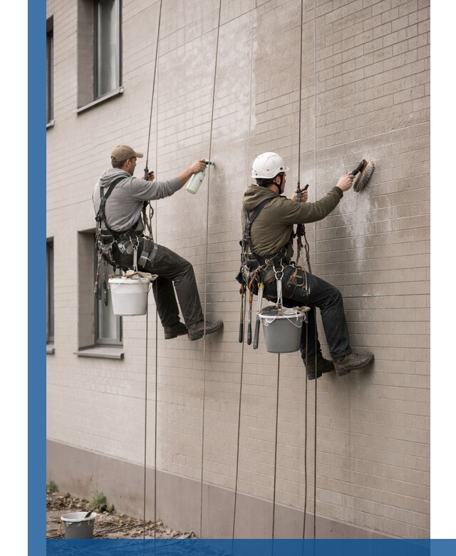 Удаление высолов с фасада зданий в Тихвине без повреждений и следов