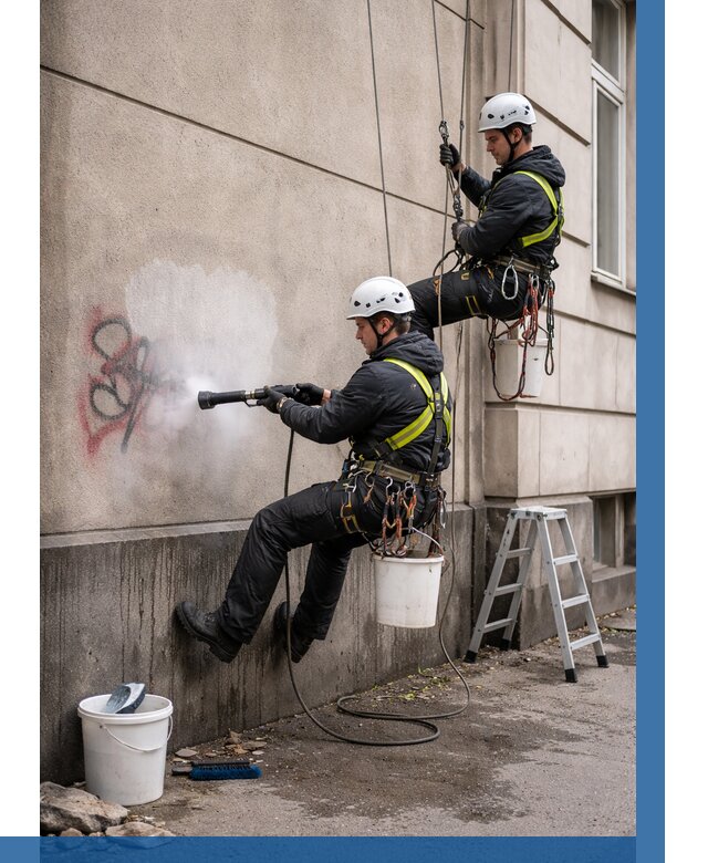 Удаление граффити с фасада в Тихвине от 4918 р. | ВЫСОТНИК-Тхв