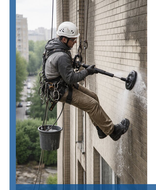 Очистка фасада от копоти в Тихвине профессионально и безопасно