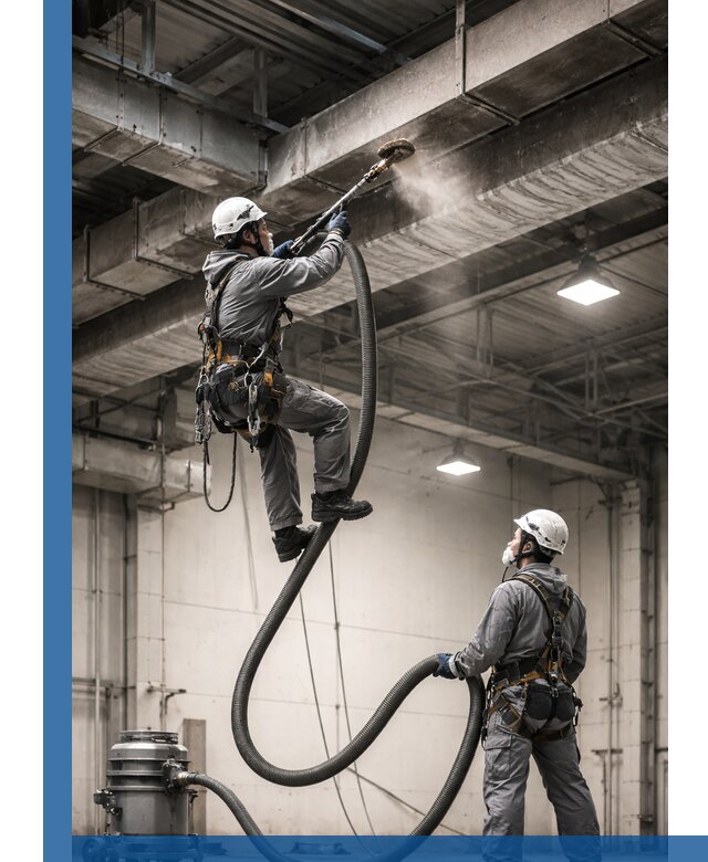 Обеспыливание потолочных конструкций в Тихвине промышленным альпинизмом