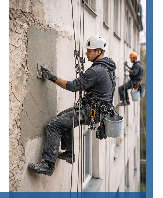 Восстановление штукатурки фасада в Тихвине от 1311 р. | ВЫСОТНИК-Тхв