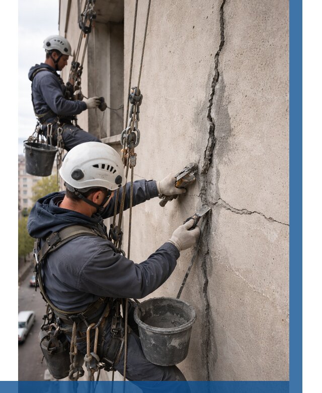 Заделка трещин на фасаде в Тихвине от 984 р. | ВЫСОТНИК-Тхв