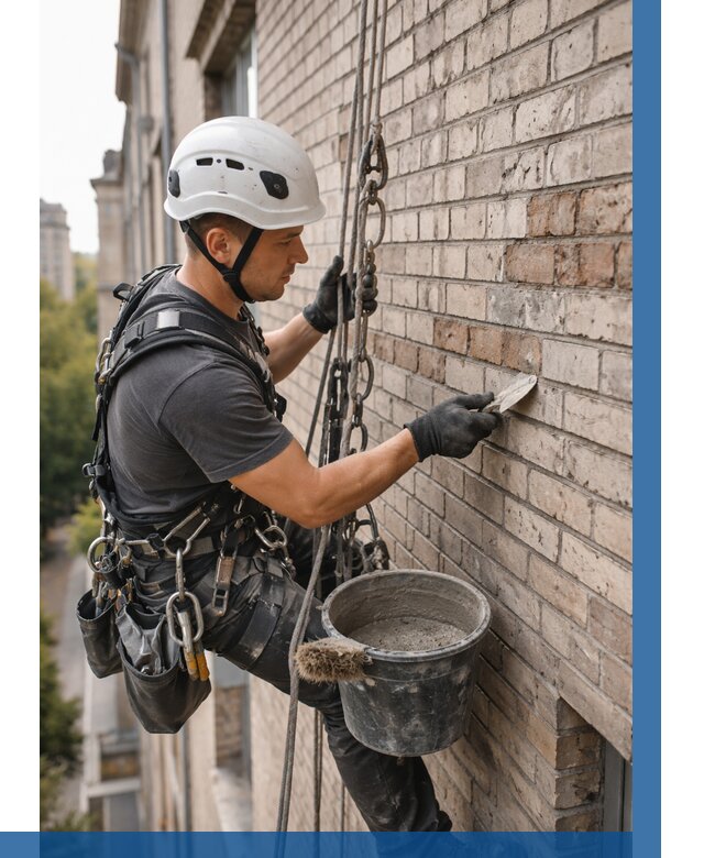 Ремонт кирпичной кладки фасада в Тихвине от 1967 р. | ВЫСОТНИК-Тхв