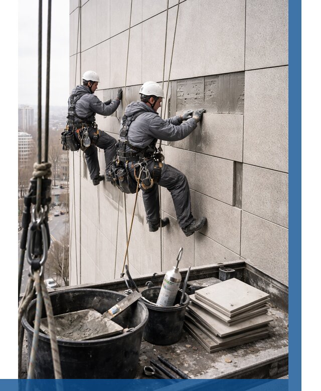 Ремонт фасада из керамогранита в Тихвине от 2732 р. | ВЫСОТНИК-Тхв