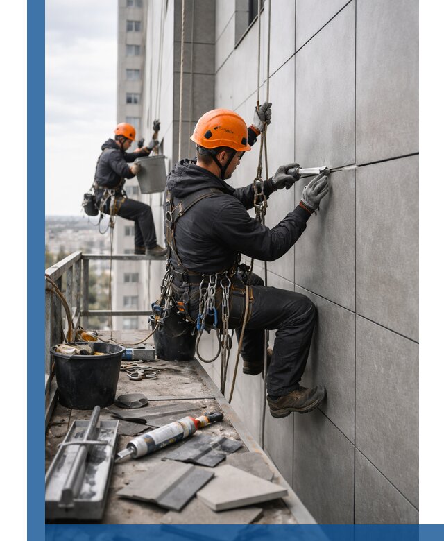 Профессиональный ремонт фасада из керамогранита в Тихвине