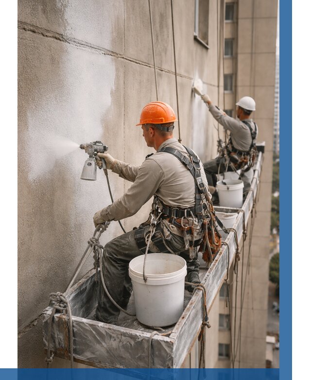 Грунтовка фасада на высоте в Тихвине от 131 р. | ВЫСОТНИК-Тхв