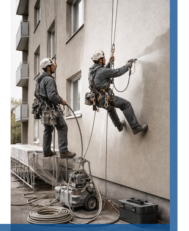 Безвоздушная покраска фасада в Тихвине от 240 р/м² | ВЫСОТНИК-Тхв