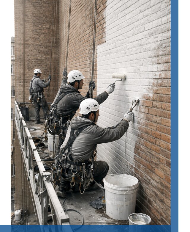 Покраска кирпичного фасада в Тихвине от 382 р. | ВЫСОТНИК-Тхв