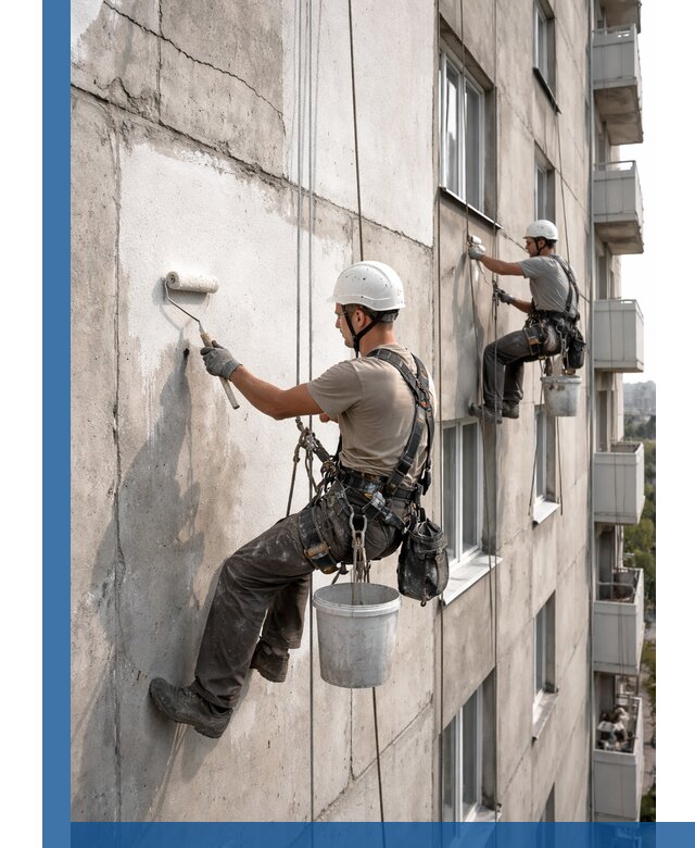 Покраска бетонного фасада в Тихвине для жилых и промышленных объектов