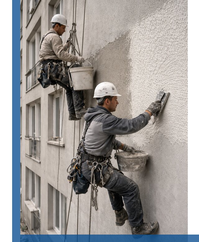 Нанесение декоративной штукатурки короед на фасад в Тихвине