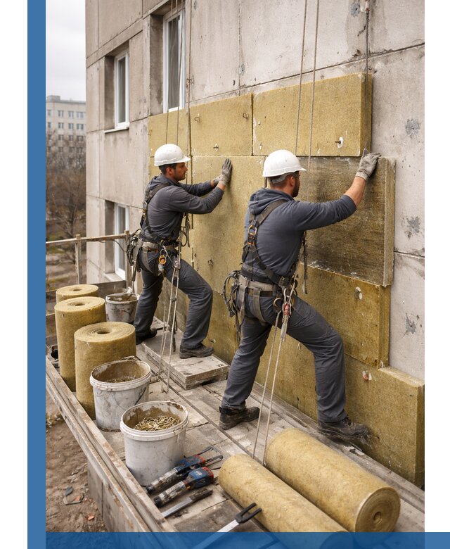 Утепление фасада минватой в Тихвине под ключ с гарантией