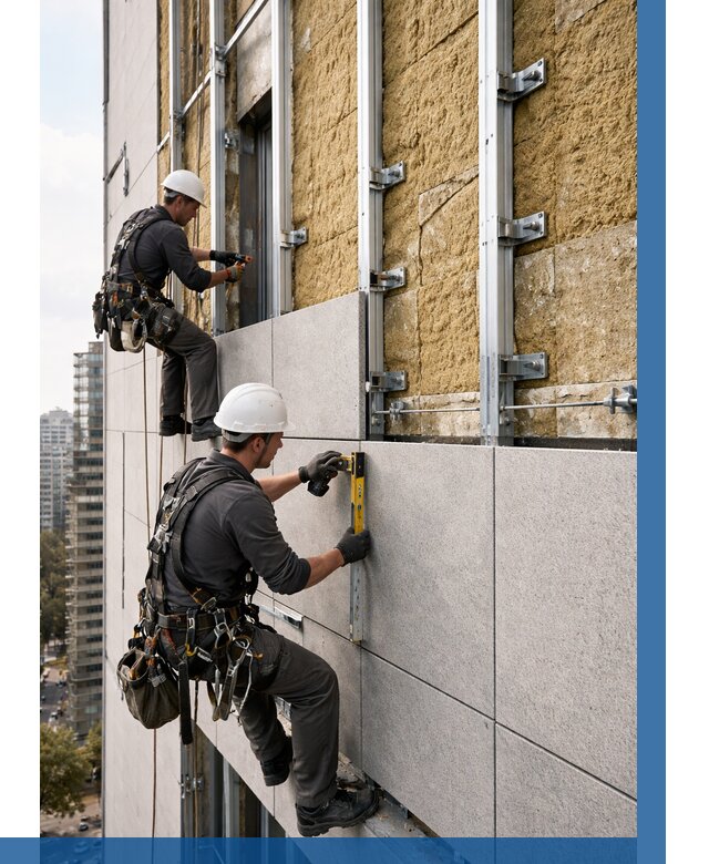 Монтаж вентилируемого фасада в Тихвине от 3825 р. | ВЫСОТНИК-Тхв