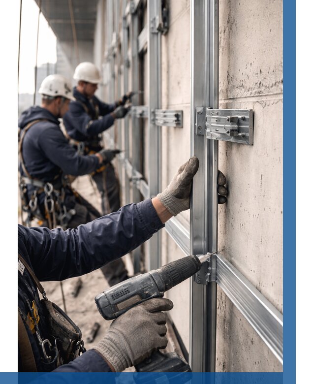 Монтаж подсистемы вентфасада в Тихвине от 929 р. | ВЫСОТНИК-Тхв