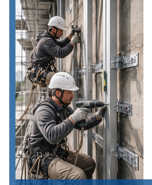 Монтаж и крепление подсистемы вентфасада в Тихвине