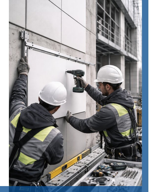 Монтаж композитных панелей фасада в Тихвине от 2732 р. | ВЫСОТНИК-Тхв