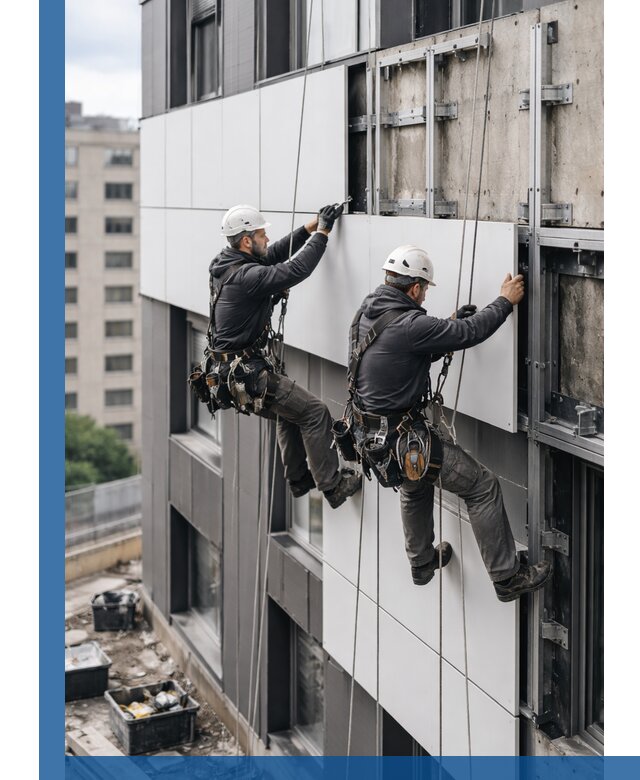 Монтаж композитных панелей фасада в Тихвине под ключ