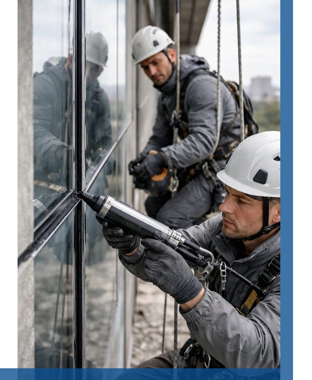 Герметизация витражных швов в Тихвине от 710 р. | ВЫСОТНИК-Тхв