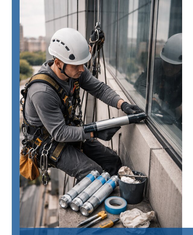 Герметизация стыков витража в Тихвине для герметичных фасадов