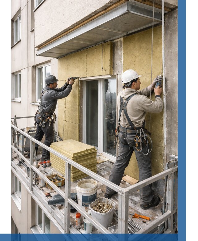 Утепление балкона снаружи в Тихвине от 1748 р. под ключ ВЫСОТНИК-Тхв