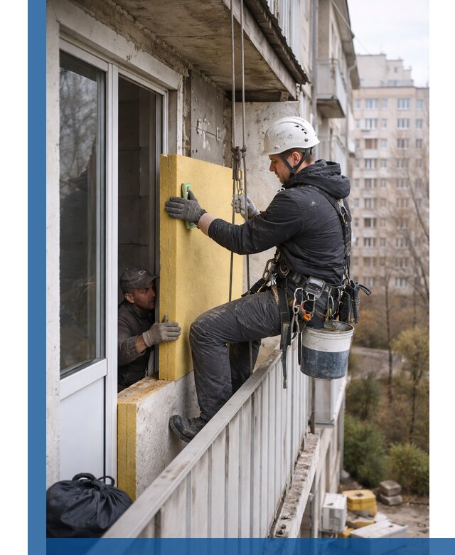 Профессиональное утепление балкона снаружи в Тихвине под ключ
