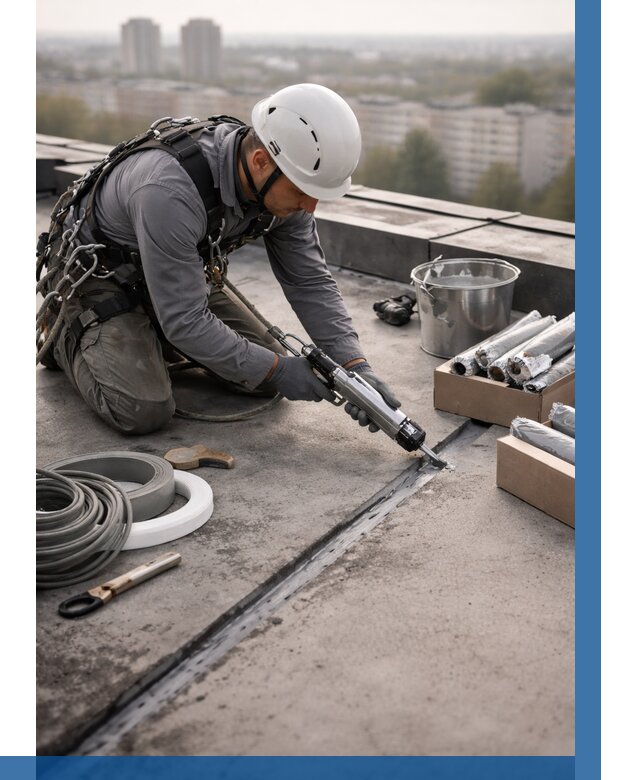 Герметизация швов кровли в Тихвине от 492 р./м2 | ВЫСОТНИК-Тхв