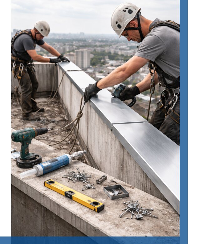 Монтаж парапетных крышек в Тихвине от 874 р. | ВЫСОТНИК-Тхв