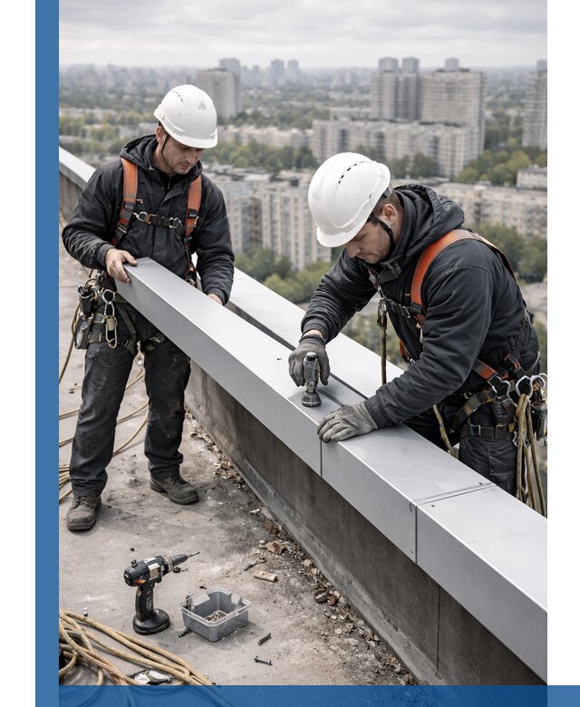 Монтаж парапетных крышек и ограждений кровли в Тихвине