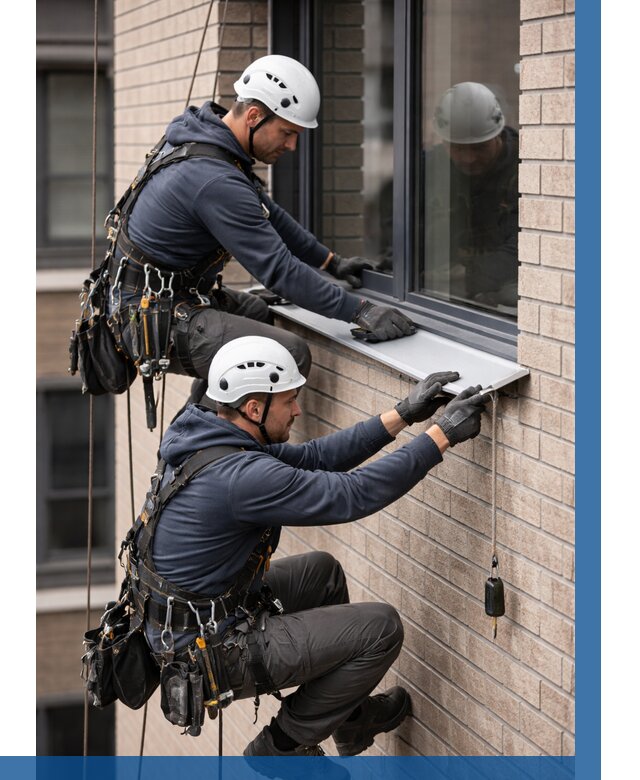 Монтаж оконных отливов под ключ в Тихвине от 3825 р. | ВЫСОТНИК-Тхв