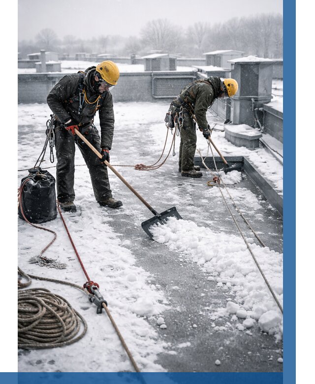 Очистка крыши от снега в Тихвине от 8196 р. | ВЫСОТНИК-Тхв