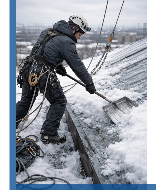 Профессиональная очистка кровли от снега и наледи в Тихвине