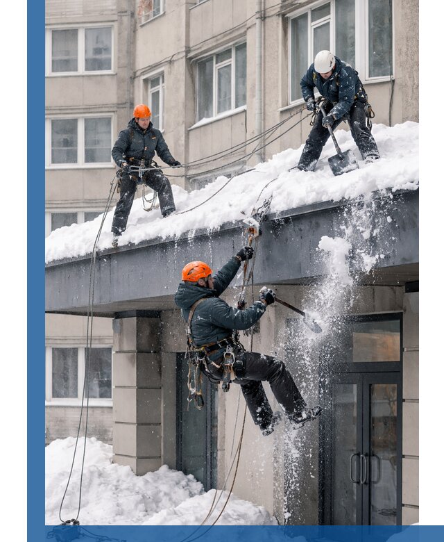 Безопасная очистка навесов от снега в Тихвине круглогодично