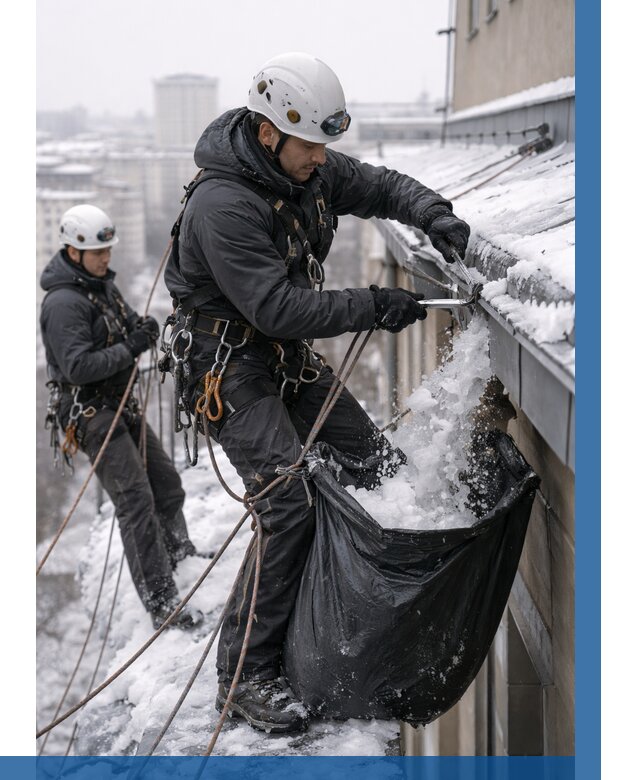 Аварийная очистка крыши в Тихвине под ключ от 328 р. | ВЫСОТНИК-Тхв