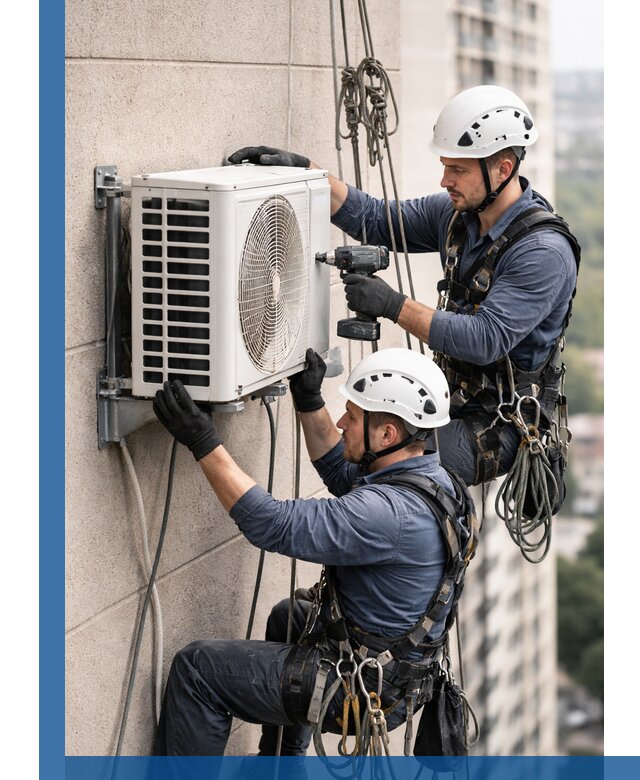 Монтаж внешнего блока кондиционера в Тихвине установка и крепление