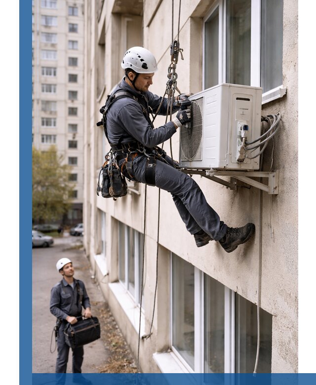 Демонтаж внешнего блока кондиционера в Тихвине профессионально