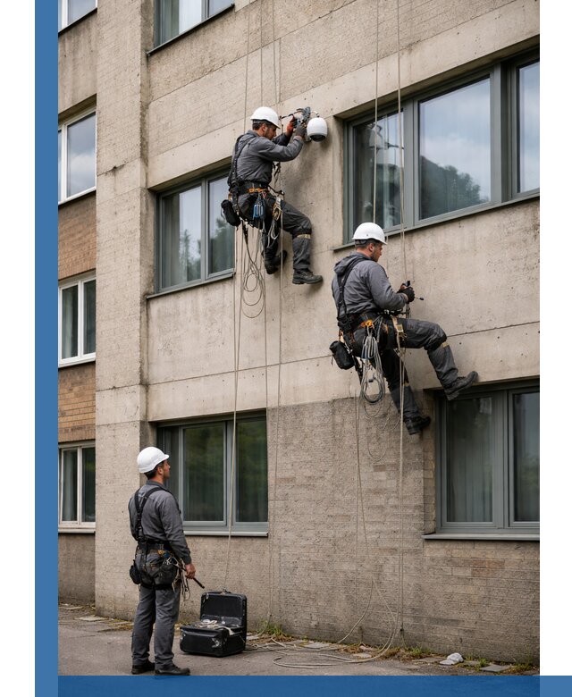 Монтаж фасадных камер видеонаблюдения в Тихвине под ключ