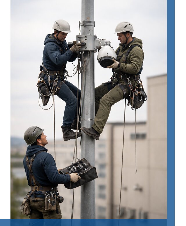 Установка видеокамер на мачте в Тихвине от 9289 р. | ВЫСОТНИК-Тхв