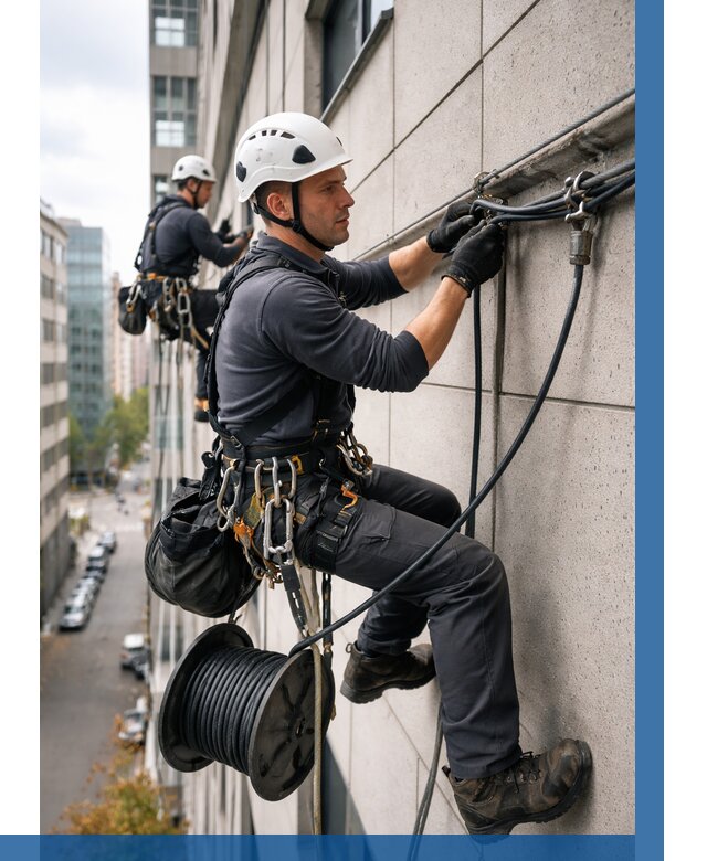 Прокладка кабеля по фасаду в Тихвине от 382 р. | ВЫСОТНИК-Тхв