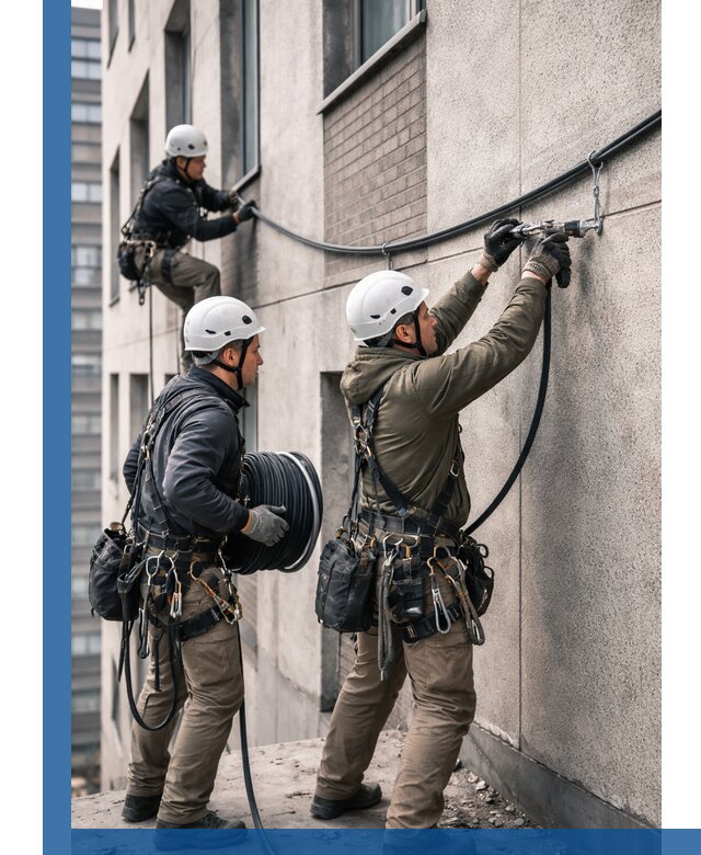 Прокладка кабеля по фасаду в Тихвине, профессиональный монтаж