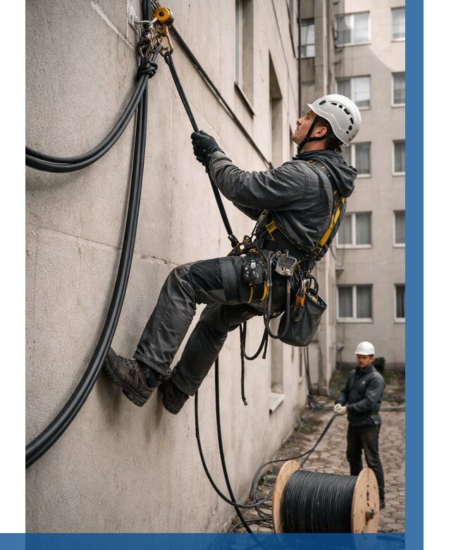 Протяжка кабеля питания на высоте в Тихвине от 492 р. | ВЫСОТНИК-Тхв