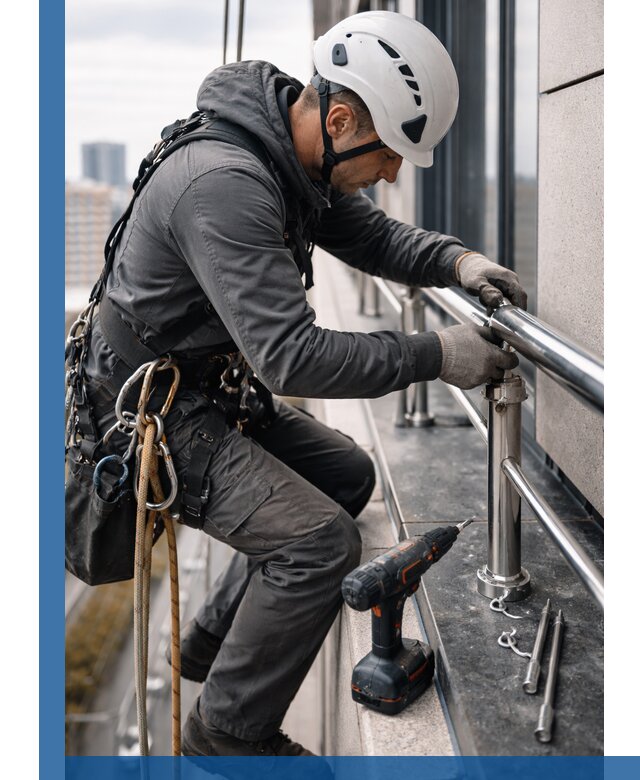 Монтаж ограждений на высоте в Тихвине для зданий и конструкций