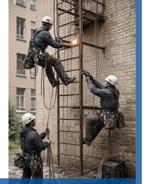 Ремонт пожарной лестницы в Тихвине от 8196 р. | ВЫСОТНИК-Тхв