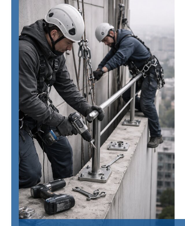 Монтаж перил на высоте в Тихвине для жилых и промобъектов