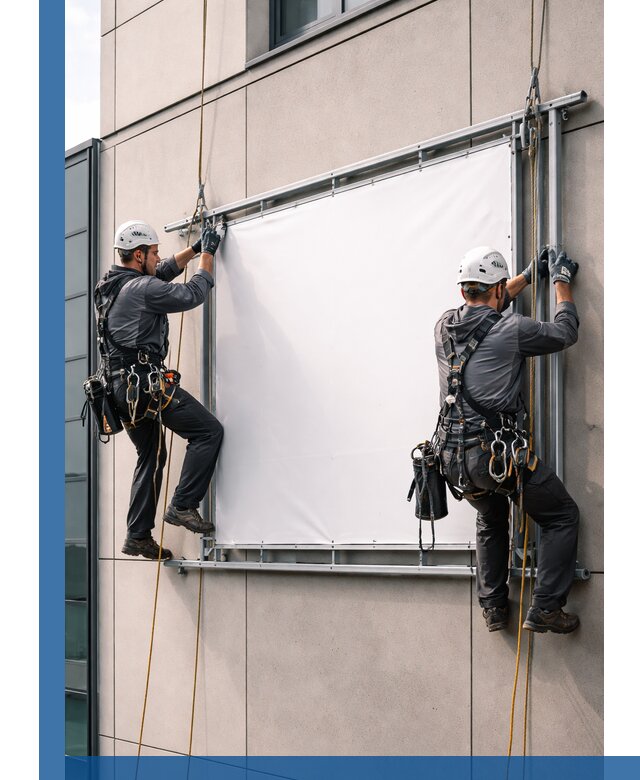 Монтаж наружной рекламной вывески в Тихвине под ключ