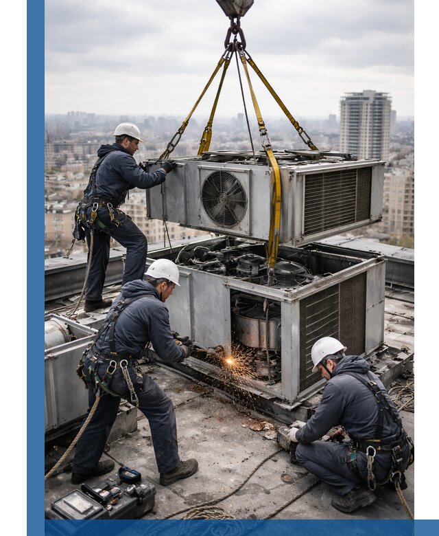 Демонтаж крышной установки в Тихвине любой сложности