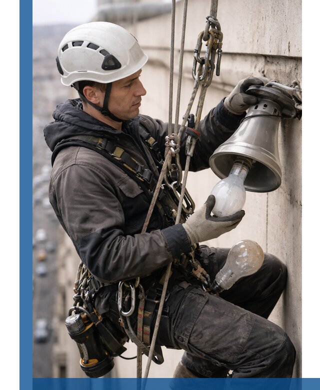 Замена ламп на высоте в Тихвине профессионально и быстро