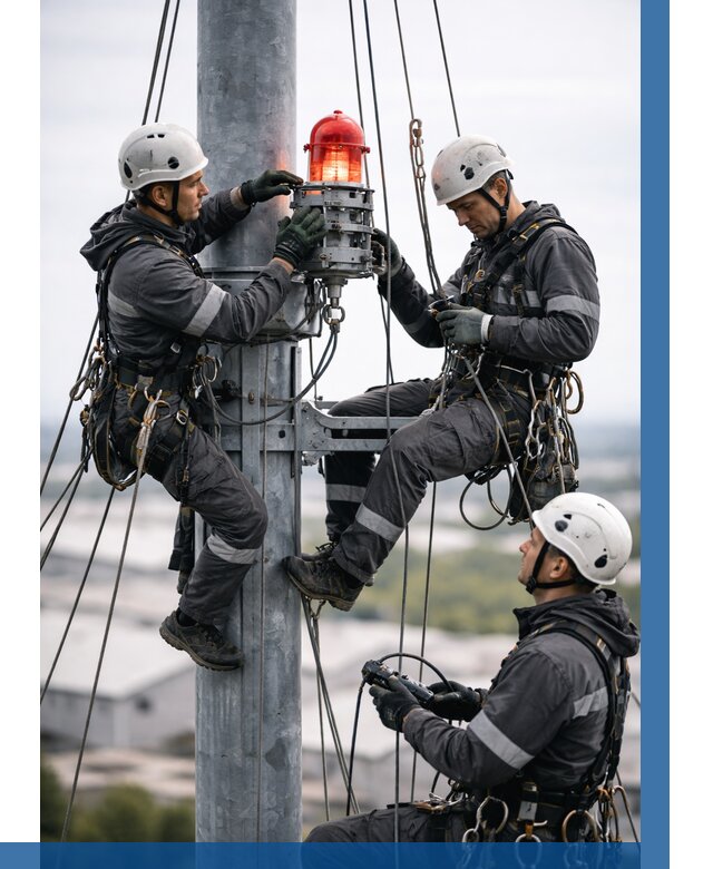 Монтаж заградительных огней в Тихвине от 9289 р. | ВЫСОТНИК-Тхв