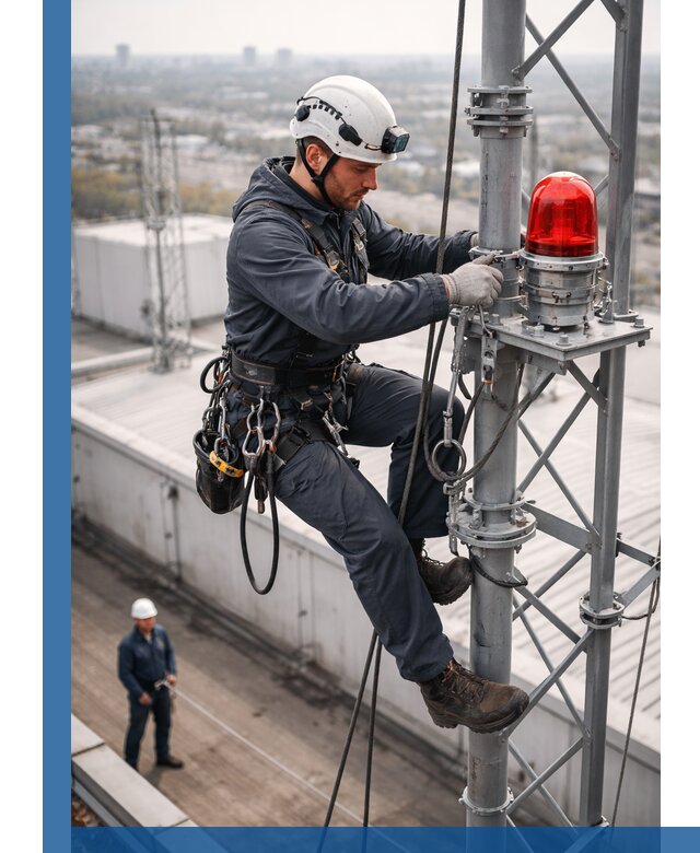 Монтаж заградительных огней и обслуживание объектов в Тихвине