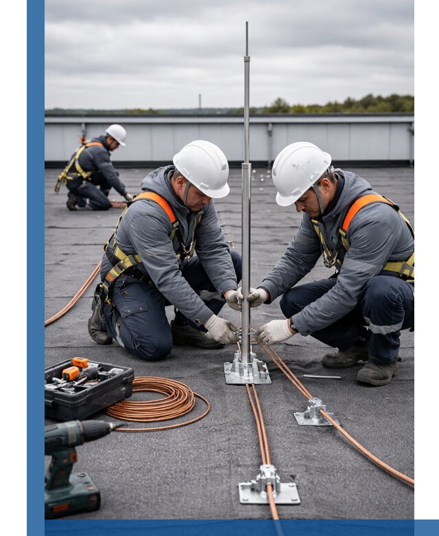 Монтаж молниезащиты на кровле в Тихвине под ключ с гарантией